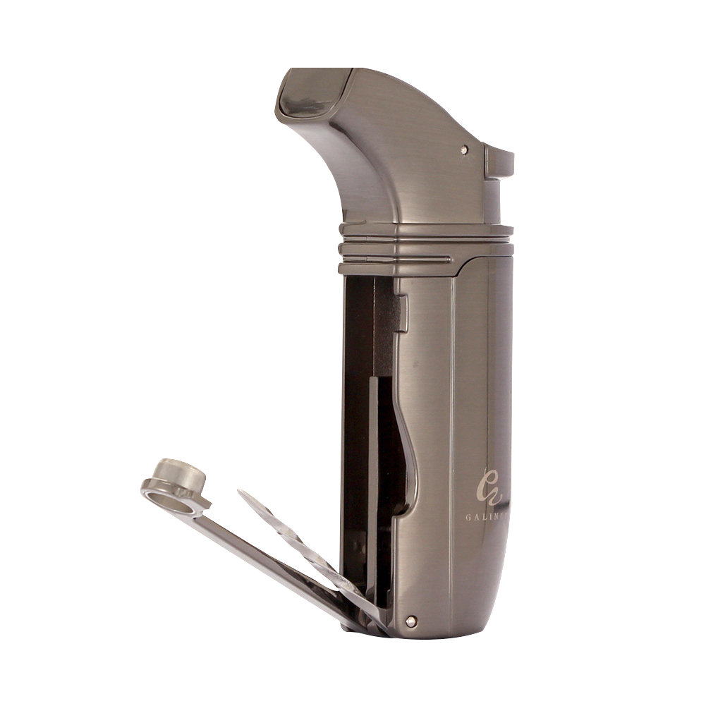 Galiner Blue Metal Torch Turbo Lighter 2 Gas Flame - Black