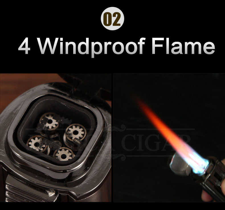 Galinor Lighter 4 Torch Jet Flames Adjustable Windproof Refillable detail 14