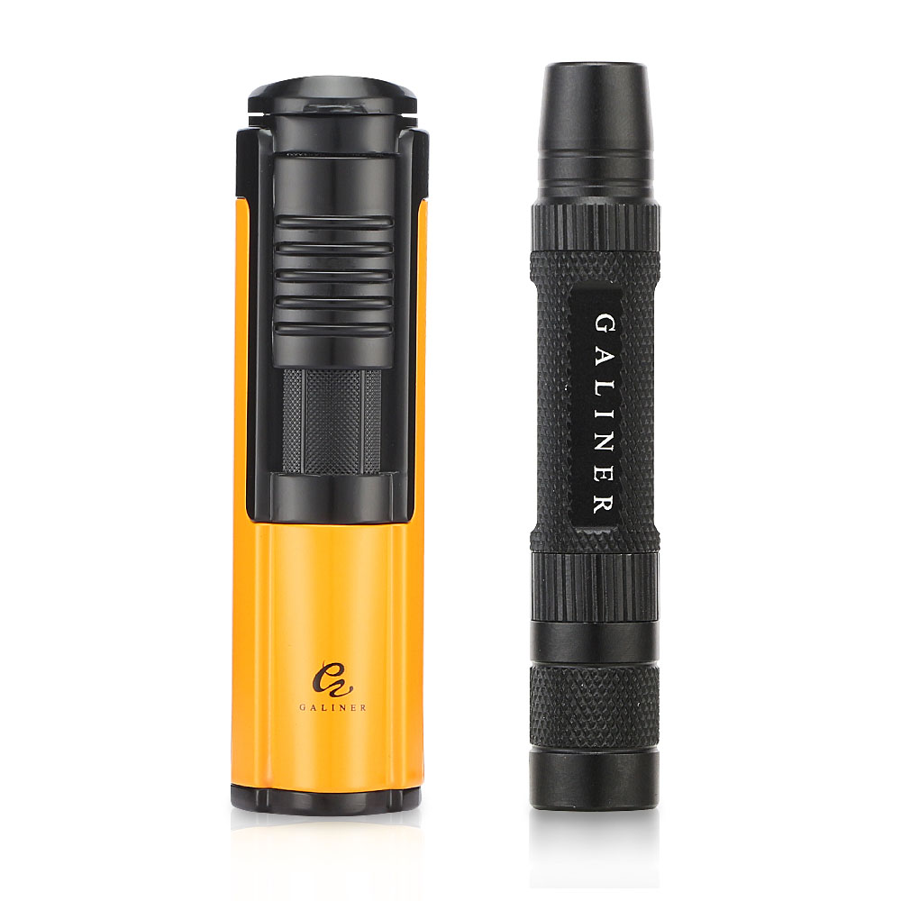 Galiner Gas Lighter with Detachable Drill Holder Punch and Nubber Accessories Set - Gold