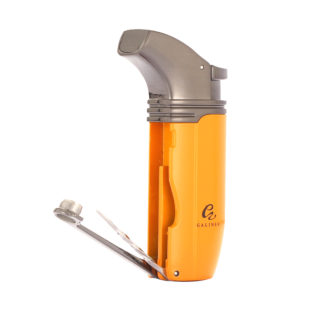 Galiner Blue Metal Torch Turbo Lighter 2 Gas Flame - Yellow
