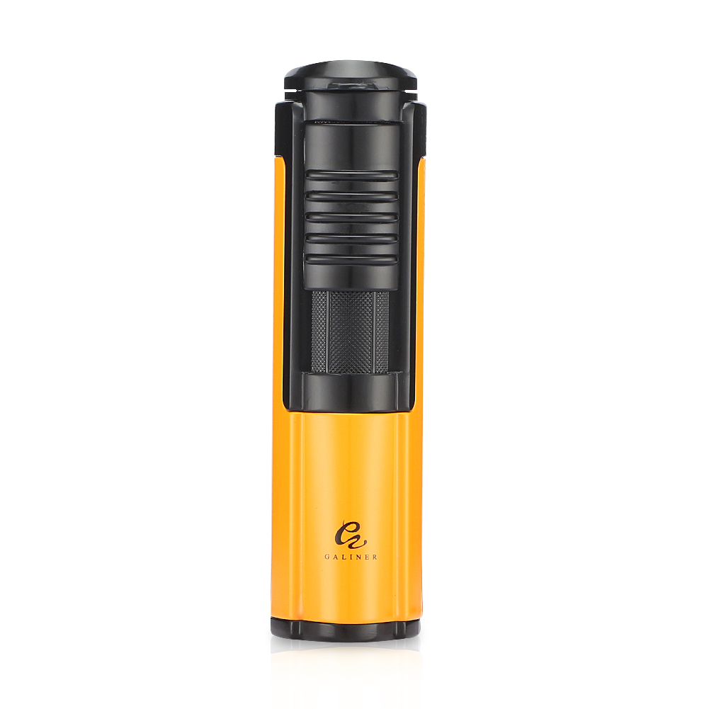 Galiner Gas Lighter with Detachable Drill Holder Punch and Nubber Accessories Set - Yellow