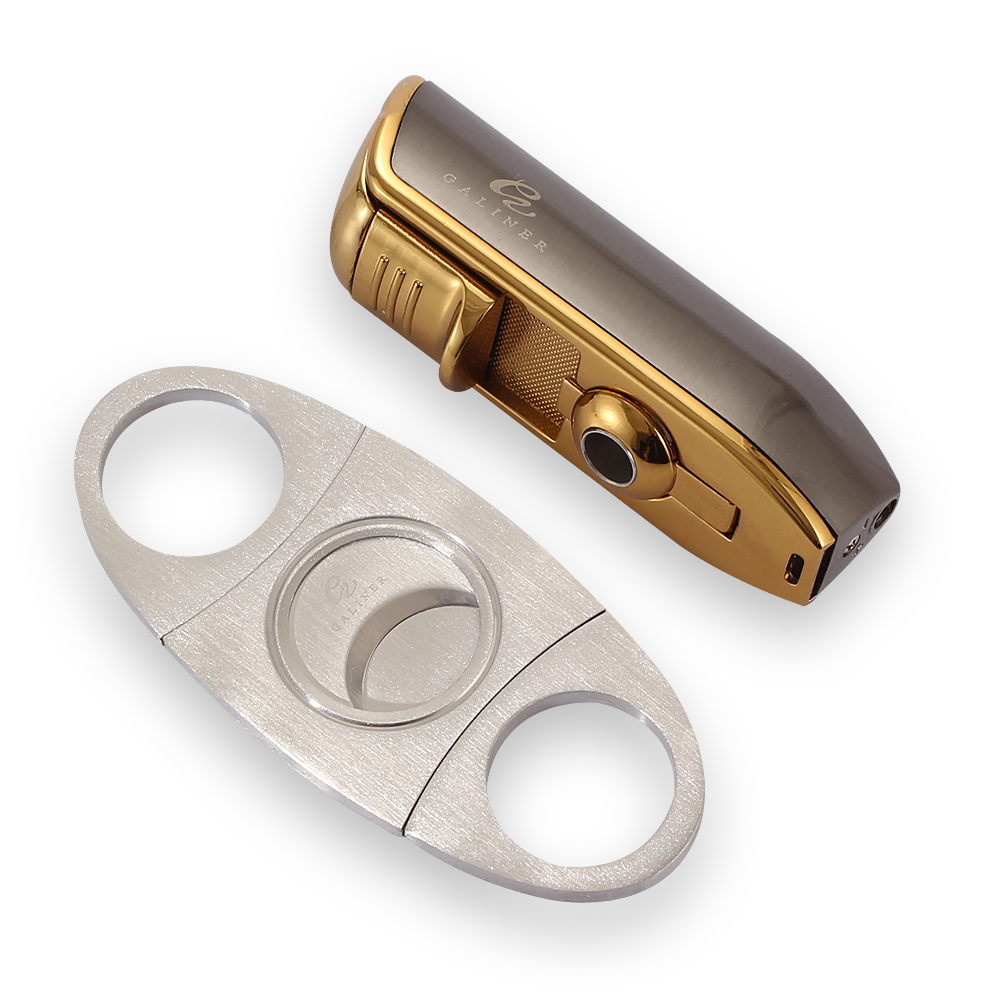 Galiner 3 Torch Lighter with Punch and Metal Sharp Guillotine Cutter - Beige
