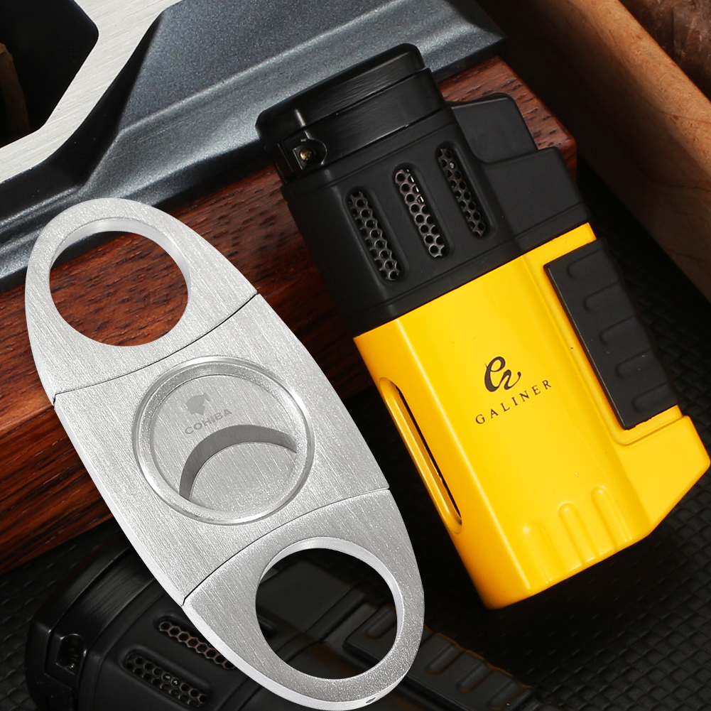 GALINER Set Steel Sharp Cutter Guillotine Gas Lighter - Gold