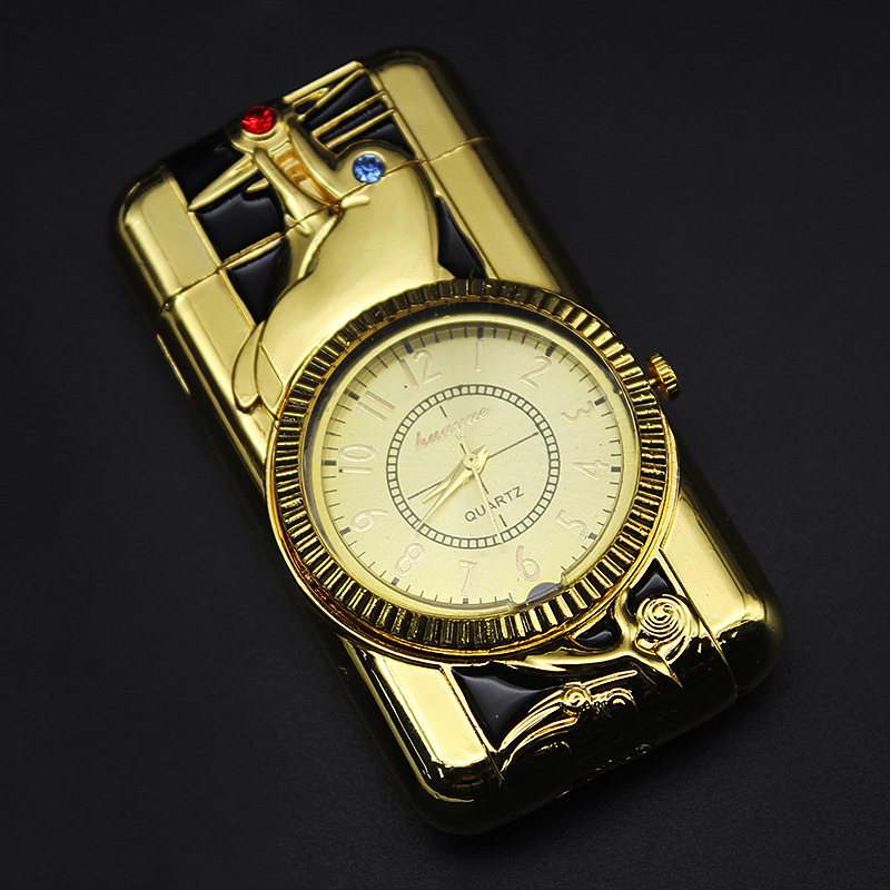 Gold Watch Style Jet Torch Turbo Gas Lighter Luxurious Design - Duck Gold