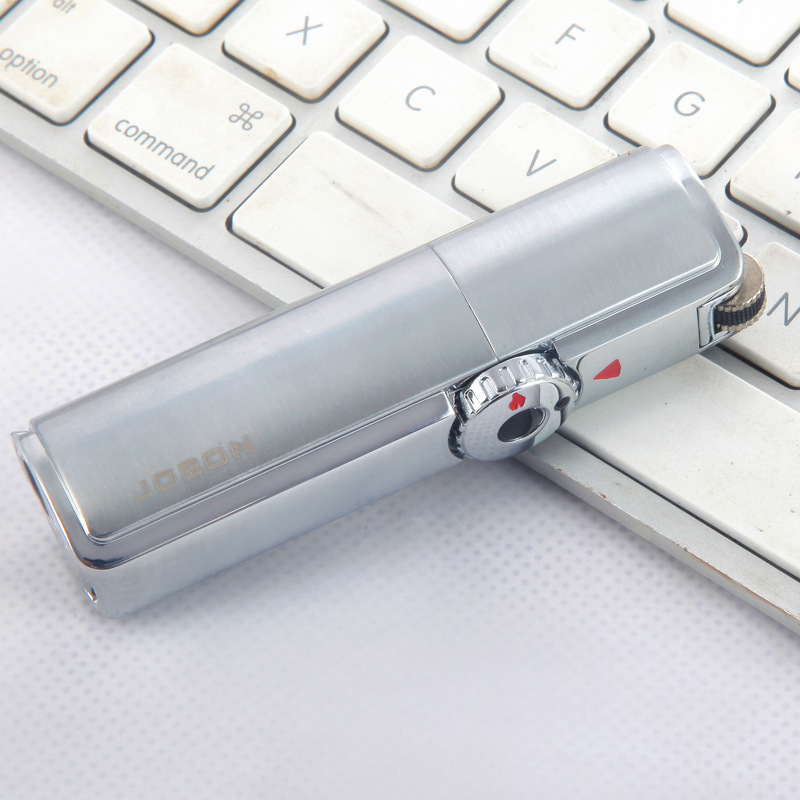 Jobon Triple Torch Butane Jet Metal Lighter - Silver 3 Flame