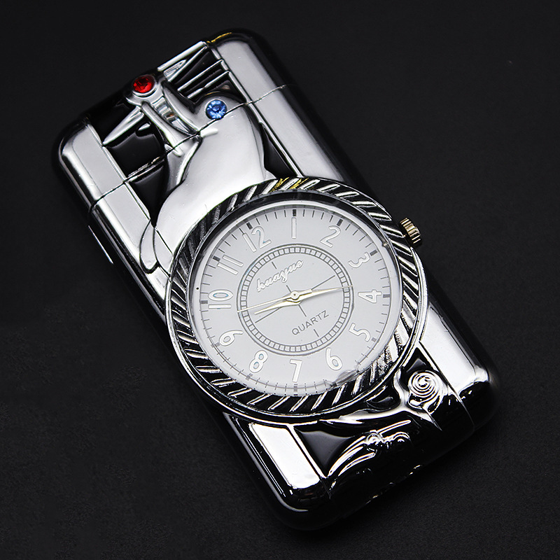 Gold Watch Style Jet Torch Turbo Gas Lighter Luxurious Design - Duck Silver