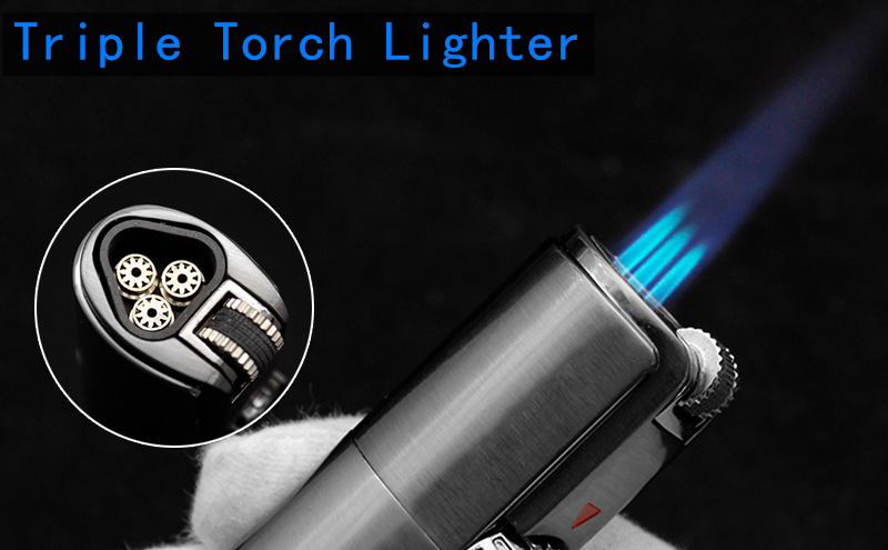 Jobon Triple Torch Butane Jet Metal Lighter detail 7
