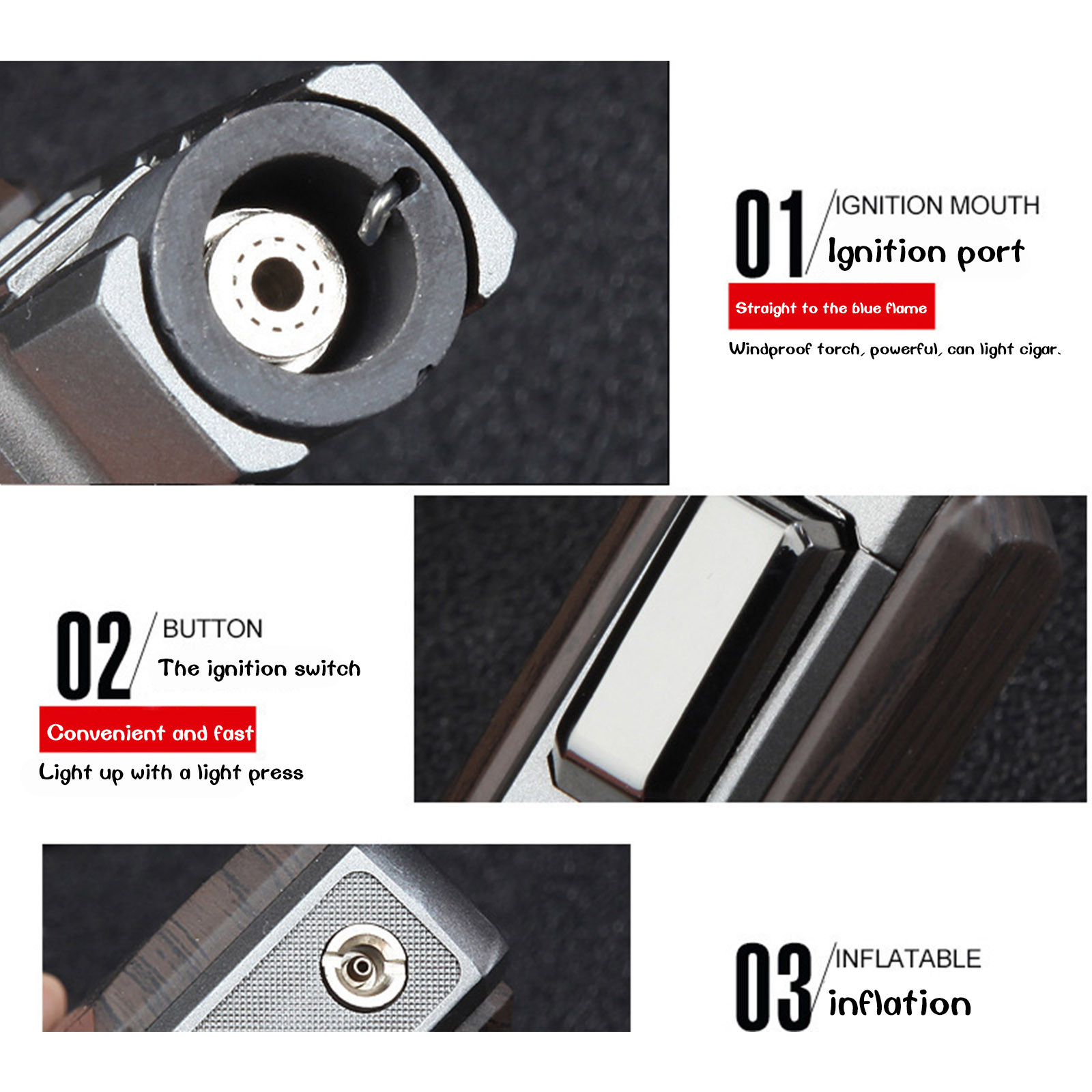 Windproof Jet Flame Torch Lighter Inflatable for Outdoor Camping BBQ detail 25