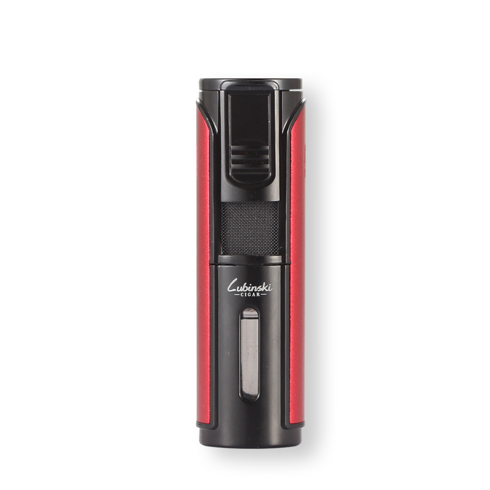 Lubinski Windproof Butane Gas Lighter 5 Jet Flame Metal Torch Accessory - Red