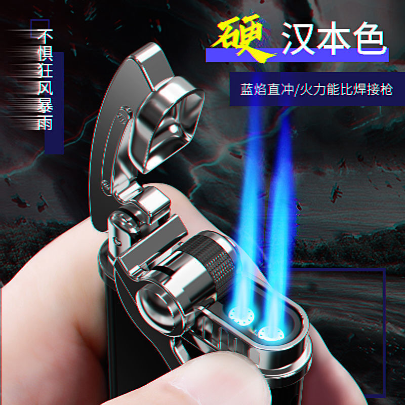 Jobon Mini Double Torch Jet Lighter Windproof Blue Flame Metal Portable detail 7