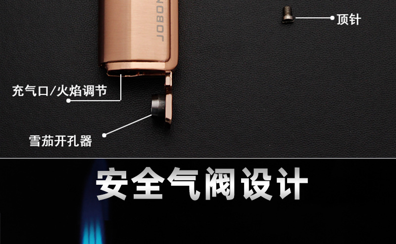 Jobon Triple Torch Butane Jet Metal Lighter detail 12