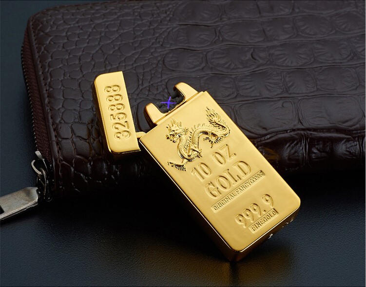Gold USB Double Arc Lighter Electronic Lighter Gadget for Men detail 7