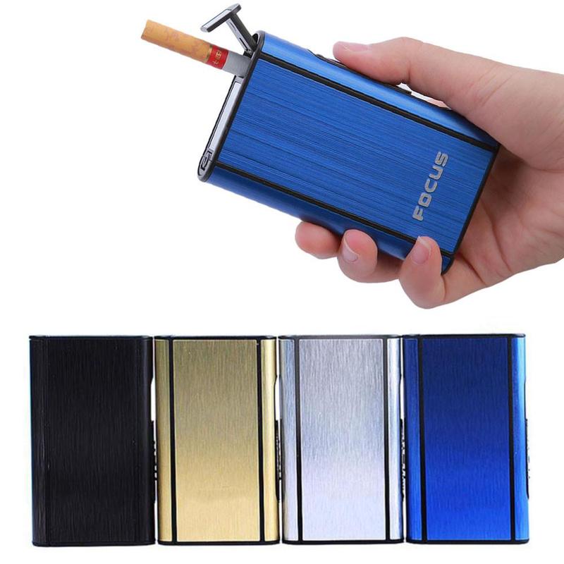 Aluminum Plastic Cigarette Case Automatic Ejection Holder Fits 10 Cigarettes 4 Colors