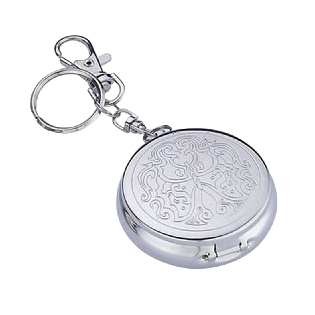 Portable Stainless Steel Pocket Ashtray Outdoors Round Cigarette Keychain