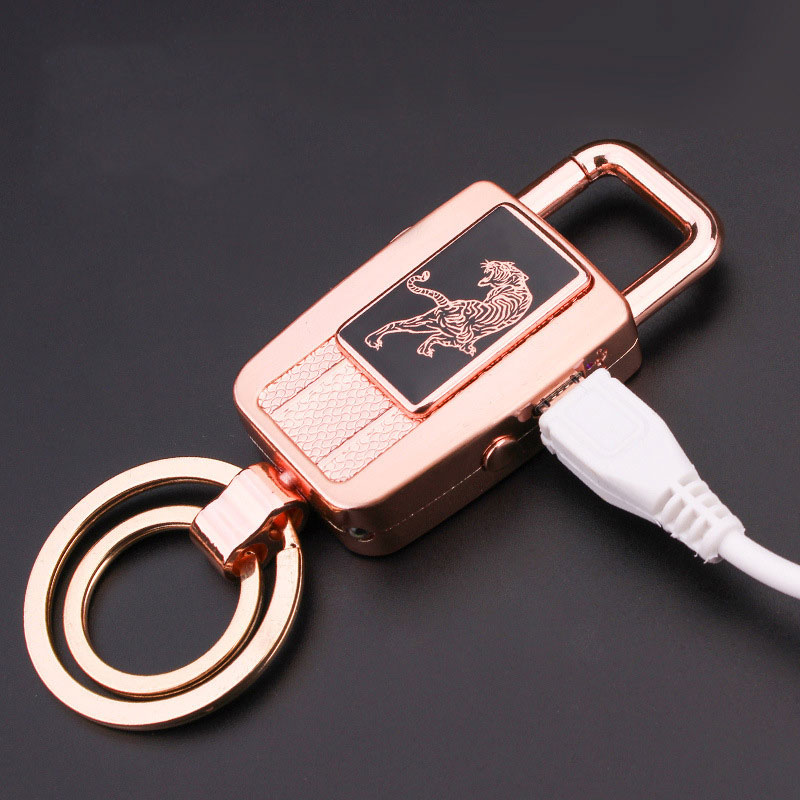 USB Rechargeable Metal Lighter with LED Torch Key Ring Windproof Ideal Gift for Men detail 10