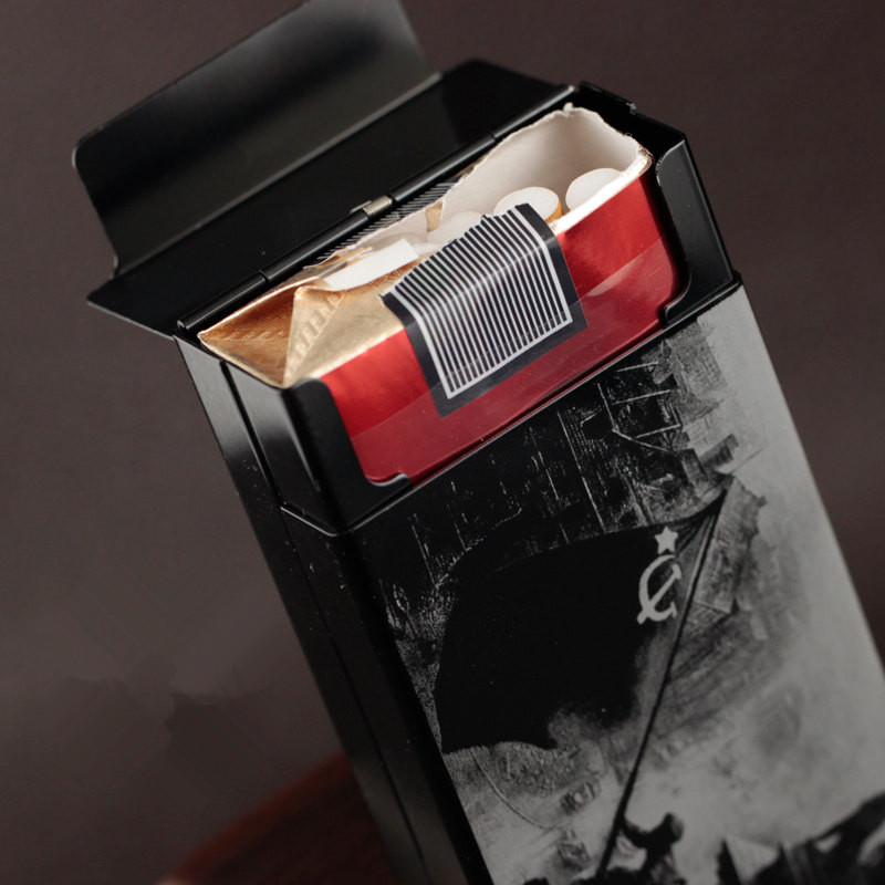Metal Cigarette Case Aluminium Alloy World War 2 Series Capture Berlin Design Male