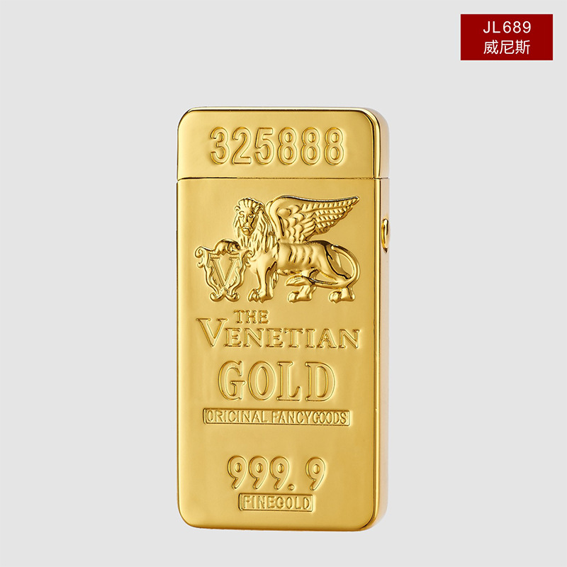 Gold Bar Design USB Rechargeable Lighter Double Arc Pulse Metal Electronic Lighter - Venetian