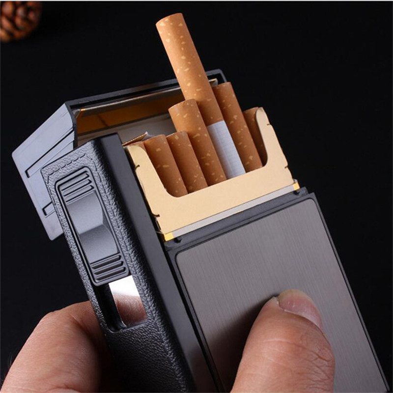 Cigarette Holder Case for Men 20 Piece with Detachable USB Rechargeable Windproof Lighter