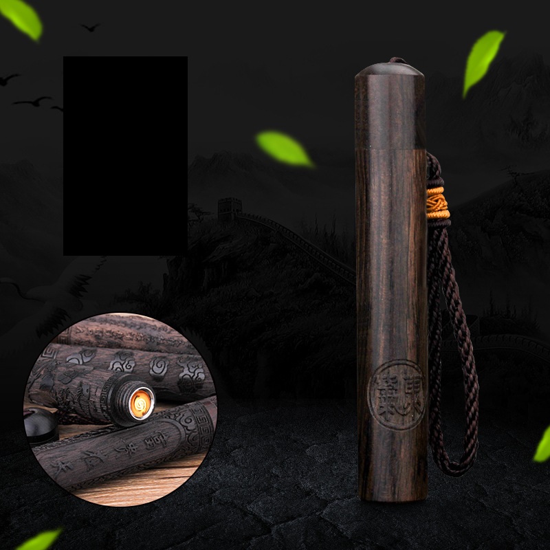 USB Charging Retro Wood Carving Folding Lighter detail 12