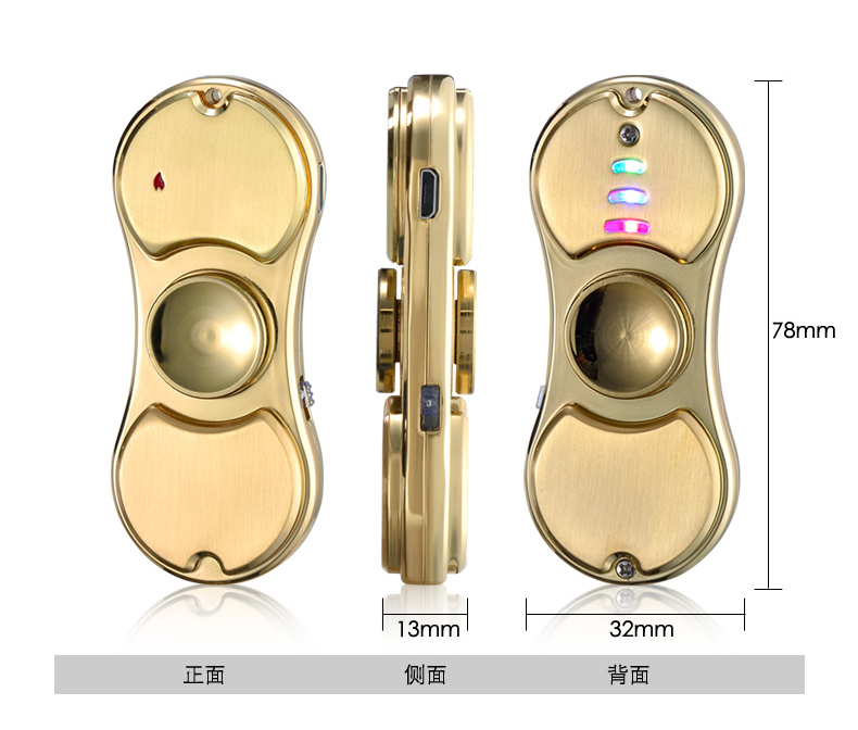 LED Finger Spinner USB Rechargeable Windproof Lighter Metal Multifunction Gift detail 7