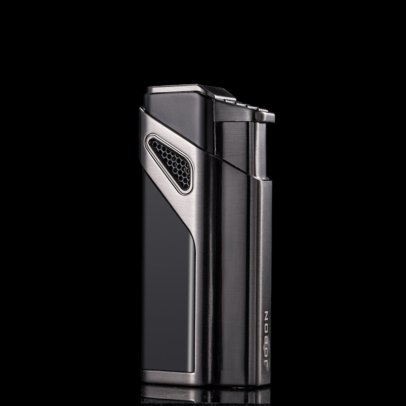 Compact Jet Gas Lighter Windproof Metal Blue Flame 1300°C Torch - Black