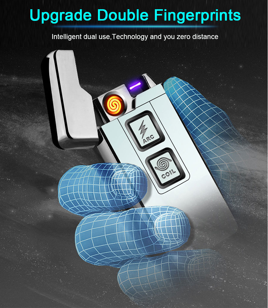 2 in 1 Coil and Arc Lighter Rechargeable USB Electronic Touch Induction Metal Lighter detail 7