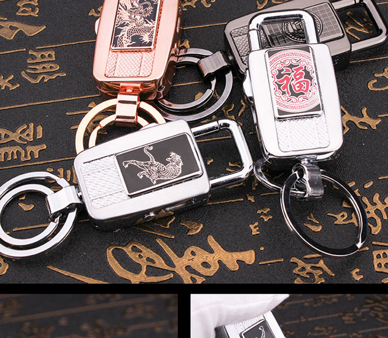 USB Rechargeable Metal Lighter with LED Torch Key Ring Windproof Ideal Gift for Men detail 12
