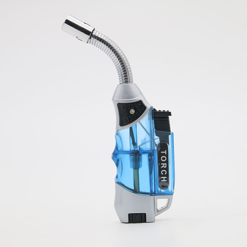 Mini Windproof Men's Lighter Portable Elbow Ignition Jet Butane Refillable - Blue