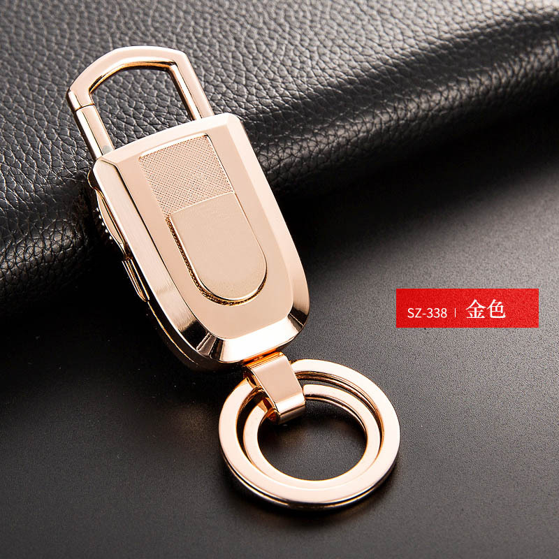 Rechargeable Usb Key Hang Electronic Lighter with Lamp - Gold