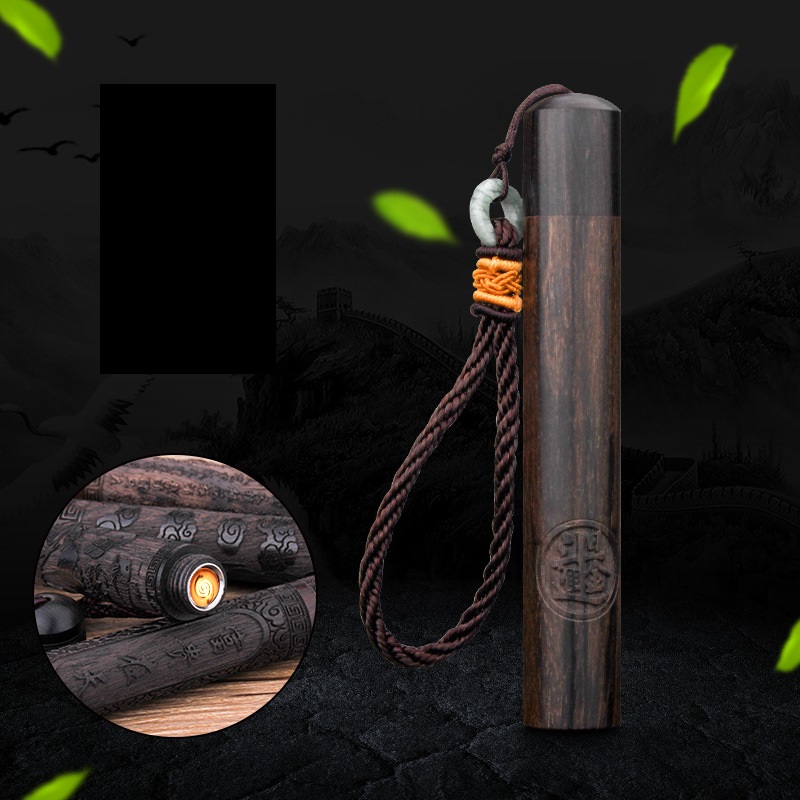 USB Charging Retro Wood Carving Folding Lighter detail 15