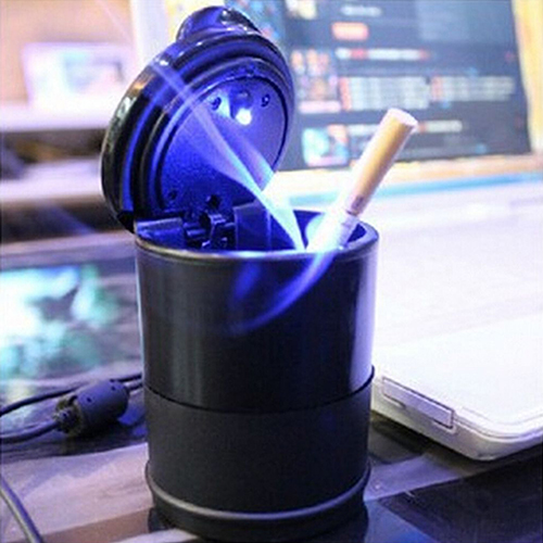 LED Portable Car Ashtray Cup Holder for Auto Truck with Lithium Battery