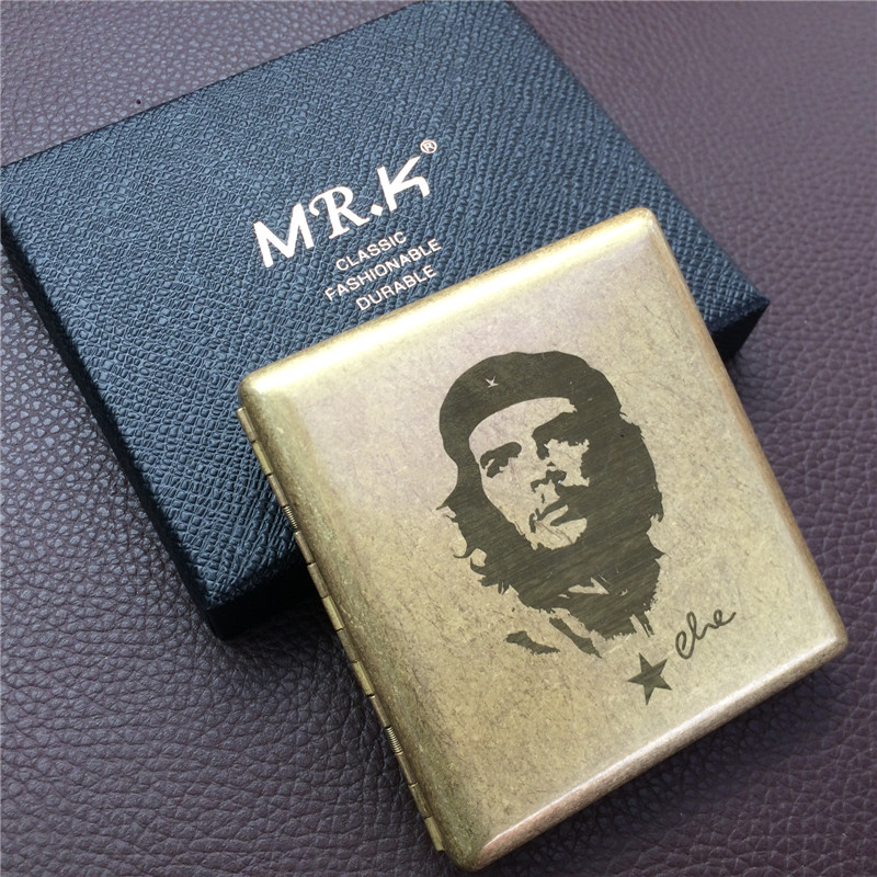 Che Guevara Vintage Style Brass E Cigarette Case Male Craft Box for 20 High Quality Cigarettes