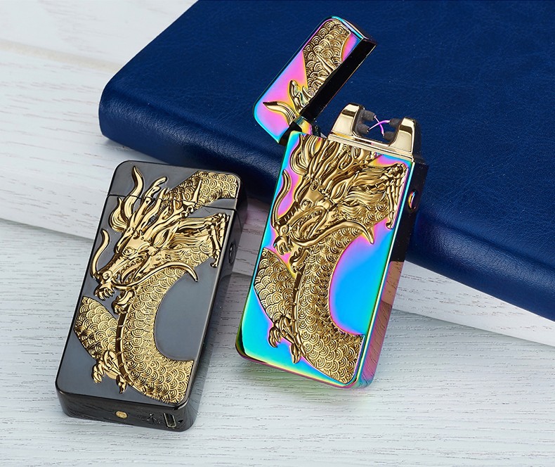 Windproof USB Charging Double Arc Electronic Lighter Pulse Arc for Valentine's Day Gift detail 19