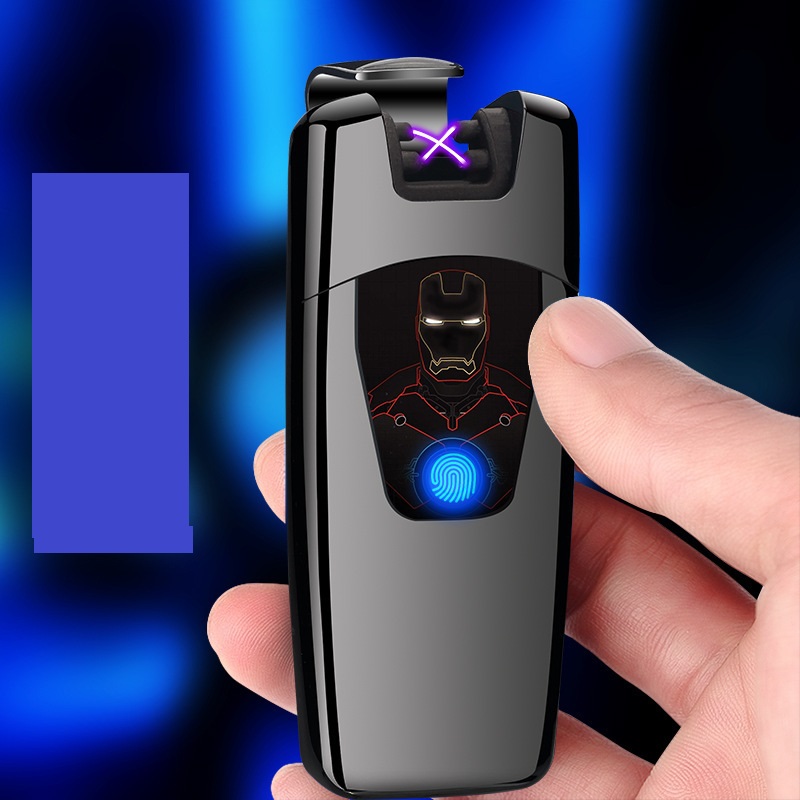 Iron Man Double Arc USB Charging Windproof Lighter Touch Sensitive Metal High-Grade detail 10