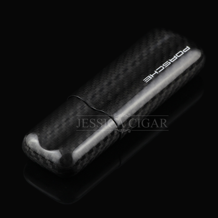 Black Carbon Fiber Gloss Cigar Case Mini Portable Travel Cigar Humidor Gift Box