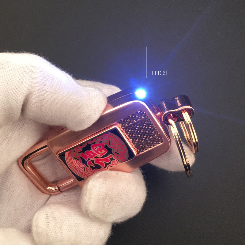 USB Rechargeable Metal Lighter with LED Torch Key Ring Windproof Ideal Gift for Men detail 8