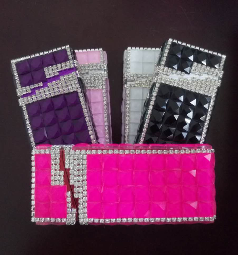 Diamonds Cigarette Case Stainless Steel Handmade for Girls and Women Thin Metal Design