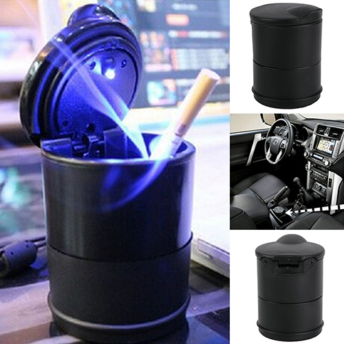LED Portable Car Ashtray Cup Holder for Auto Truck with Lithium Battery