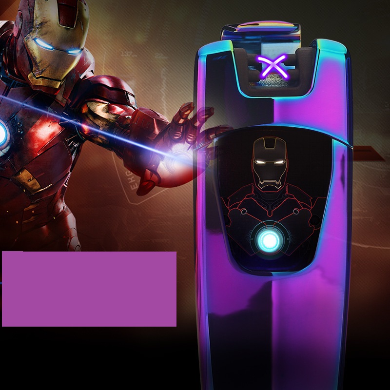 Iron Man Double Arc USB Charging Windproof Lighter Touch Sensitive Metal High-Grade detail 9