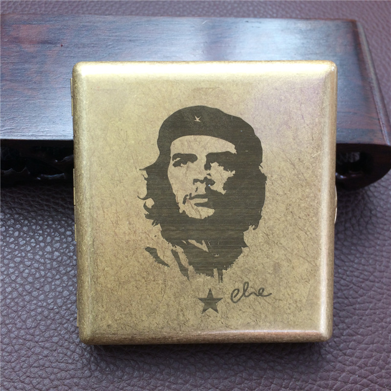 Che Guevara Vintage Style Brass E Cigarette Case Male Craft Box for 20 High Quality Cigarettes