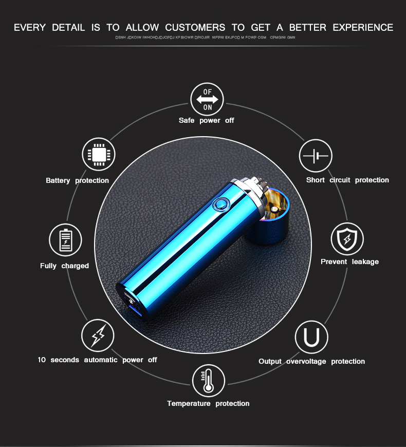 Double Arc Pulse USB Windproof Lighter with Safety Lock detail 11