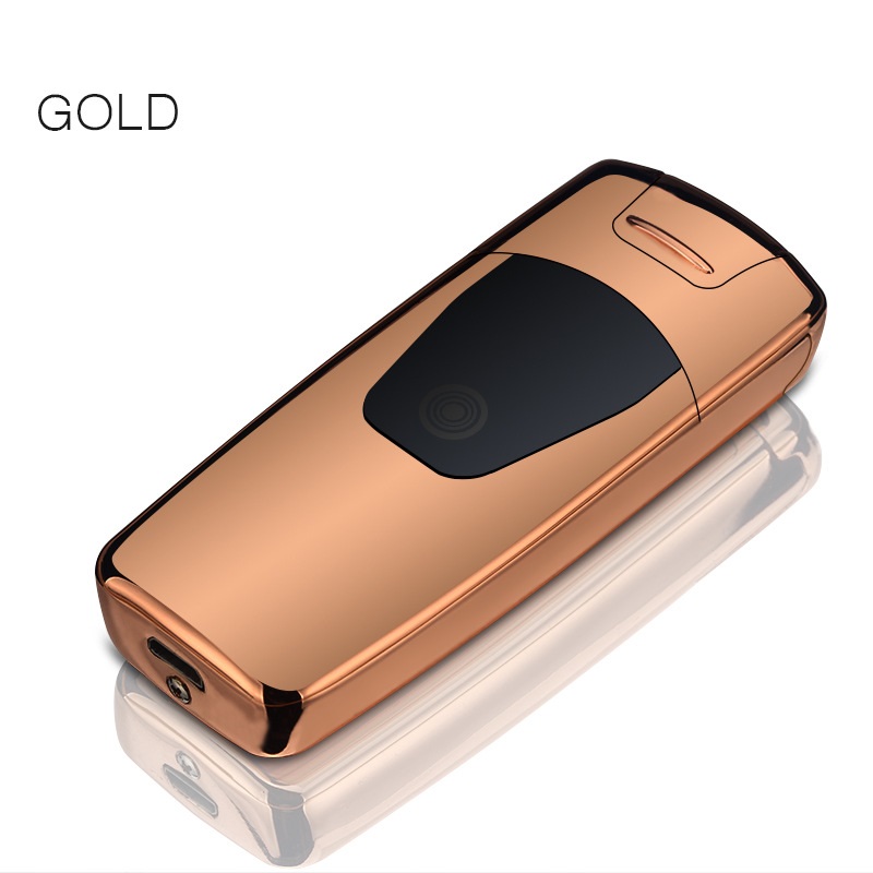 Iron Man Double Arc USB Charging Windproof Lighter Touch Sensitive Metal High-Grade - GOLD ICE