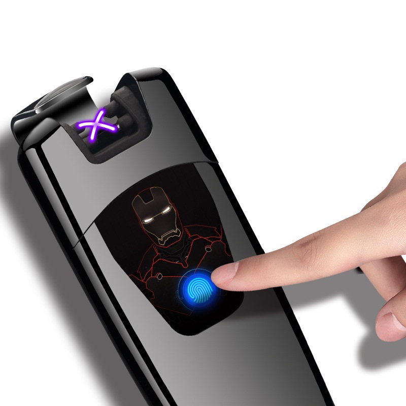 Iron Man Double Arc USB Charging Windproof Lighter Touch Sensitive Metal High-Grade detail 7