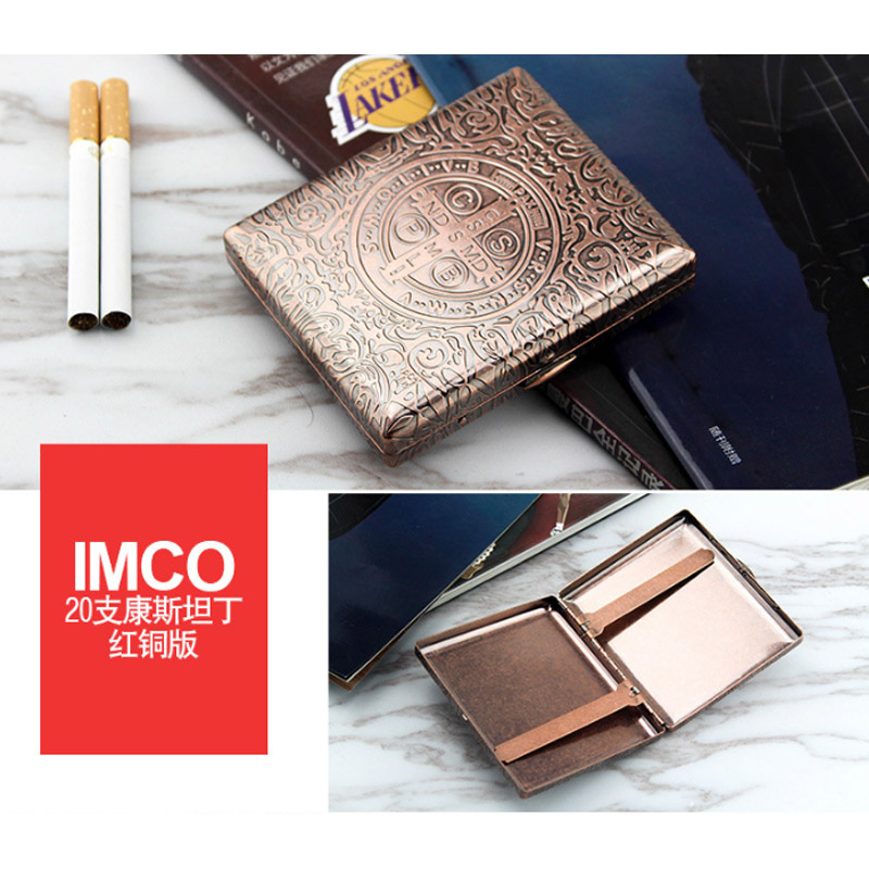 Constantine Vintage Metal Cigarette Case Copper Carving Smoker Men's Gift 20 Cigarettes