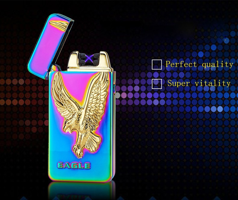 Windproof USB Charging Double Arc Electronic Lighter Pulse Arc for Valentine's Day Gift detail 17