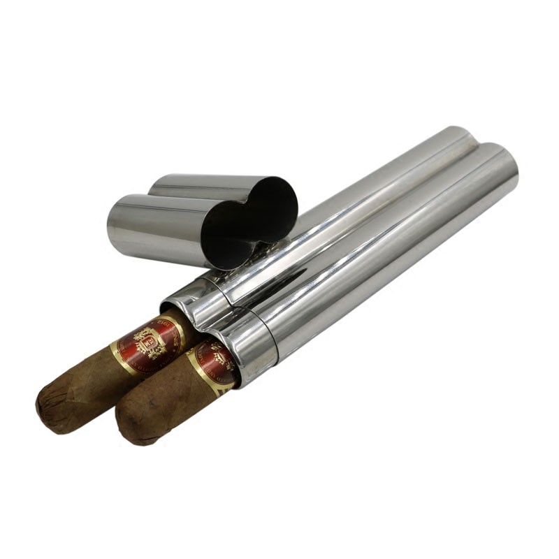 Stainless Steel Cigar Humidor Tube Portable Tobacco Storage Case Holder for Cigars