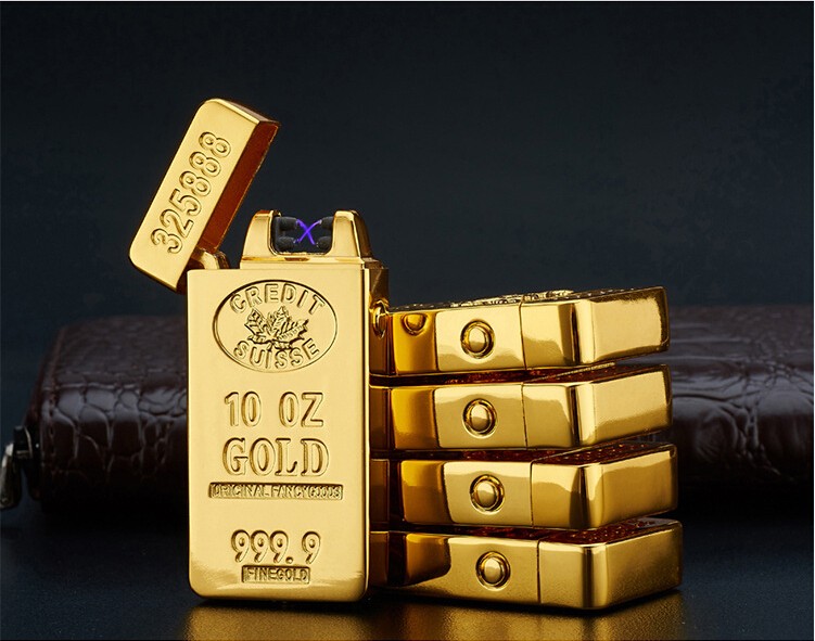 Gold USB Double Arc Lighter Electronic Lighter Gadget for Men detail 9