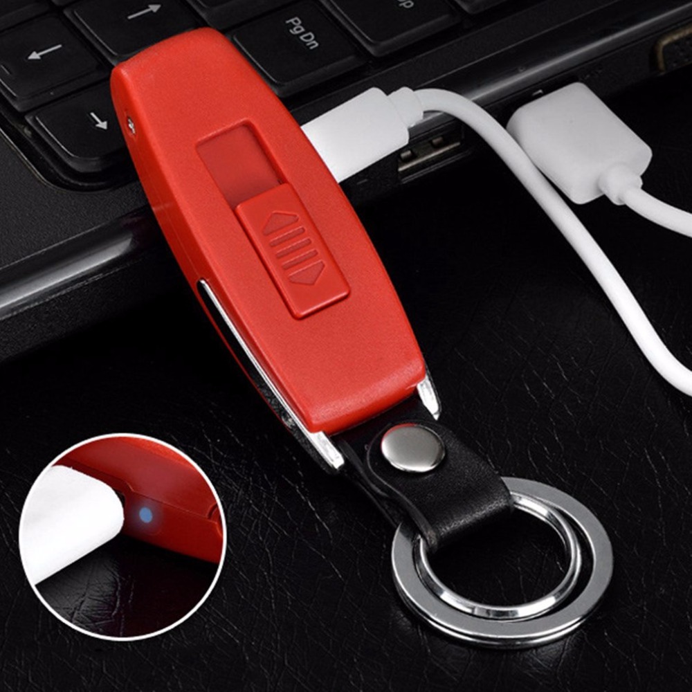 Rechargeable Electronic USB Lighter Keychain 2 Colors Flameless Accessory Gift detail 9