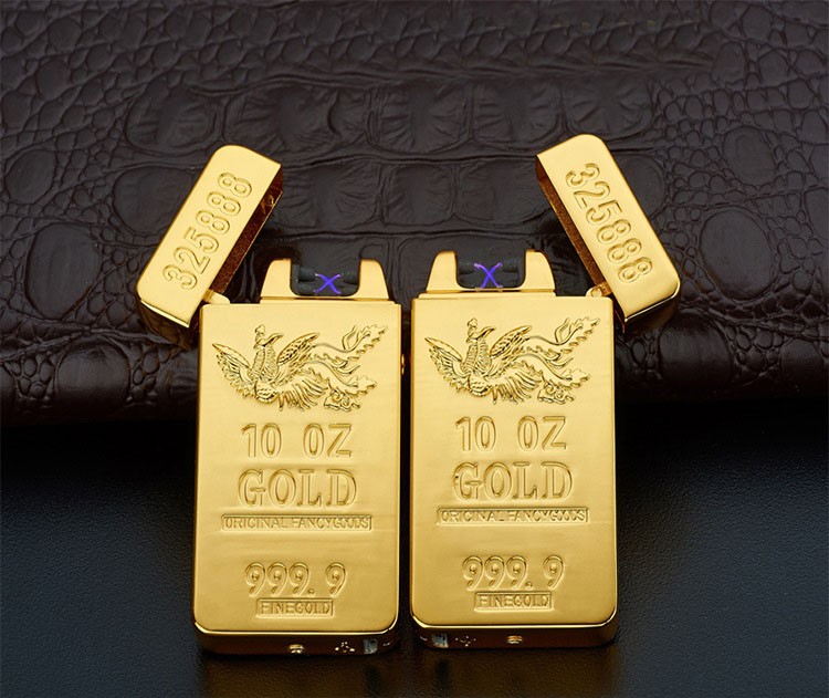 Gold USB Double Arc Lighter Electronic Lighter Gadget for Men detail 13