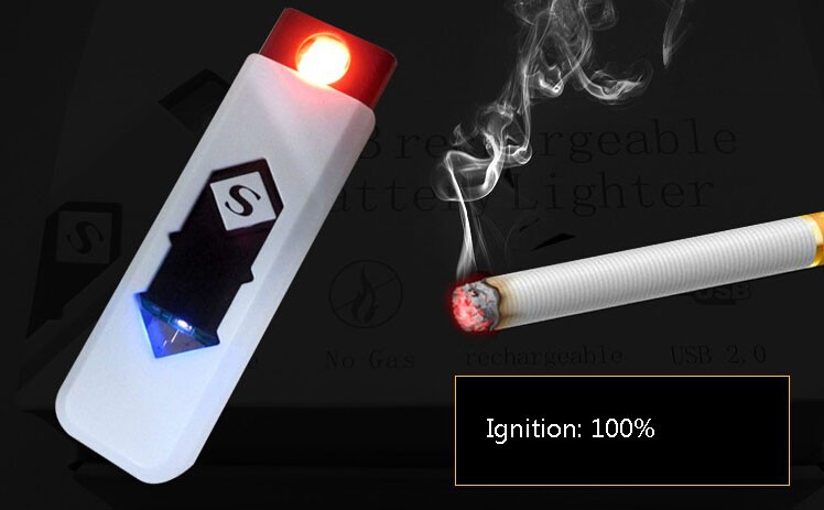 White Electronic USB Rechargeable Flameless Windproof Lighter detail 8
